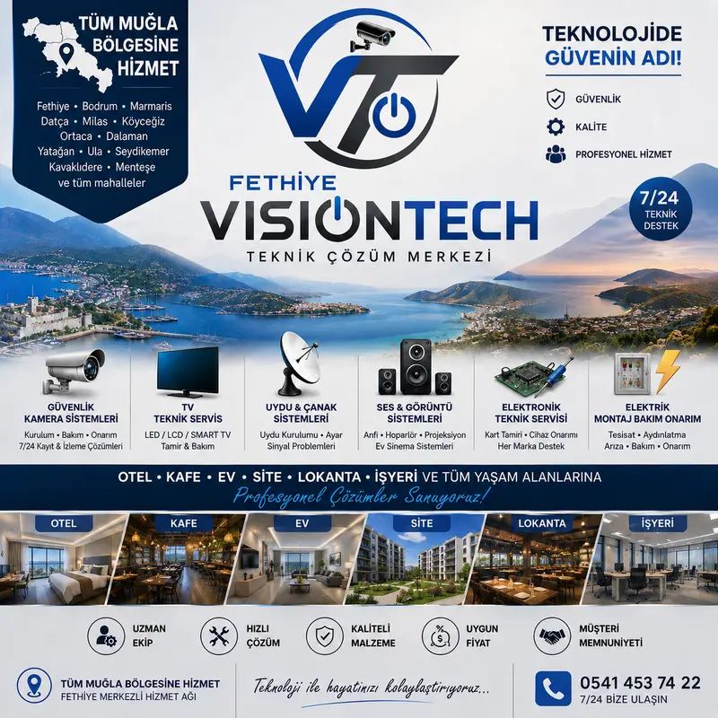 VisionTech Teknoloji — Fethiye merkezli teknik çözüm merkezi tanıtım görseli